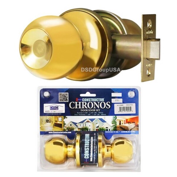 Constructor Chronos Passage Door Lever Lock Set Knob Handle Set- Polished Brass CON-CHR-PB-PS - main